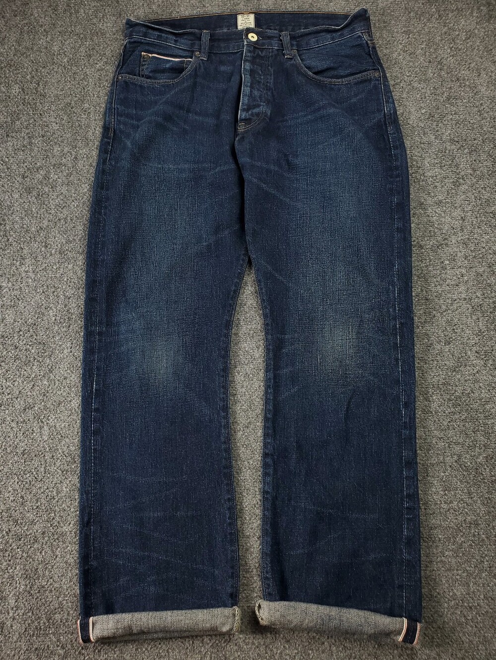 J Crew Vintage Slim Selvedge Jeans 32 x 30 Dark Wash Button Fly Red Line Indigo